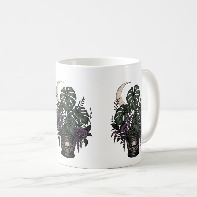 Goth Plant Mama Monstera Halvmåne Gotisk Växt Kaffemugg (Framsida höger)
