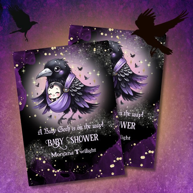 Goth Pojke Girl Levererad av Kråka Moonlight Inbjudningar (Skapare uppladdad)