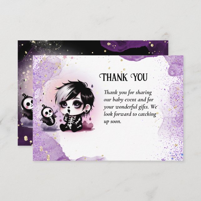 Goth Pojke Shower Lila Black Tack (Fram/baksida)