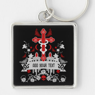 Goth Post Punk Mode Fyrkantig Silverfärgad Nyckelring