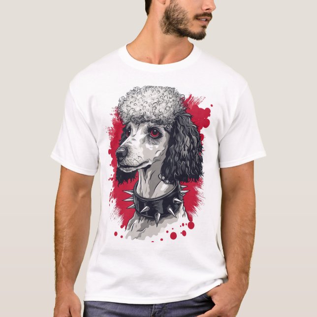 Goth Pudel - Mörk Estetisk Hund T Shirt (Framsida)