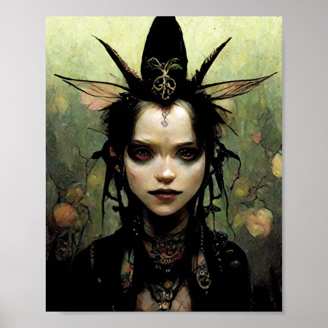 Goth Punk Elf Fantasy Art Poster (Framsidan)
