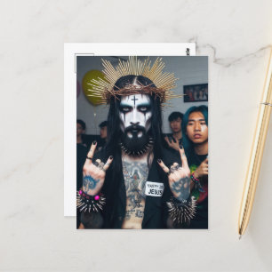 Goth Punk Rock Jesus på hans födelsedagsfest Vykort