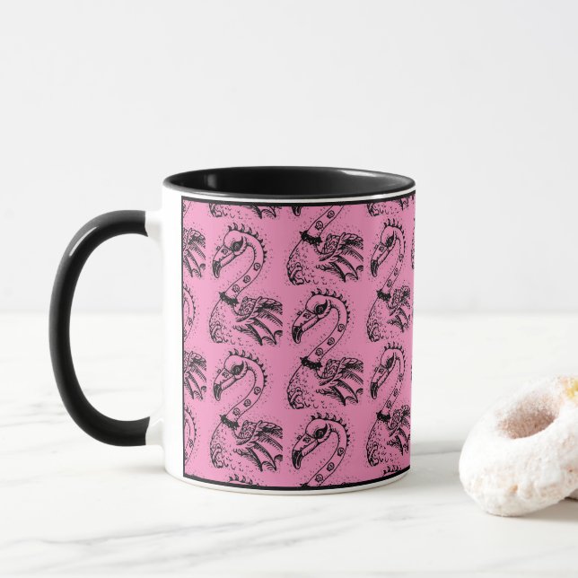 GOTH PUNK ROCKER FLAMINGO, DÖSKALLAR, SPIKED HAIR MUGG (Med munk)