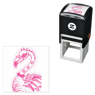 GOTH PUNK ROCKER FLAMINGO, DÖSKALLAR, SPIKED HAIR SJÄLVFÄRGANDE STÄMPEL