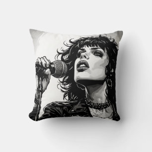Goth Punk Tjej Sångare 50s Grafik Retro Serier SV Kudde