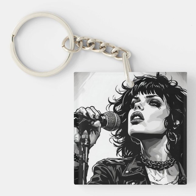 Goth Punk Tjej Sångare Retro Grafisk Art Stil (Framsidan)