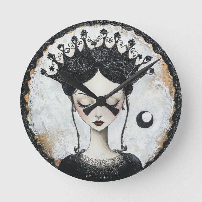 Goth Queen Rund Klocka (Framsida)