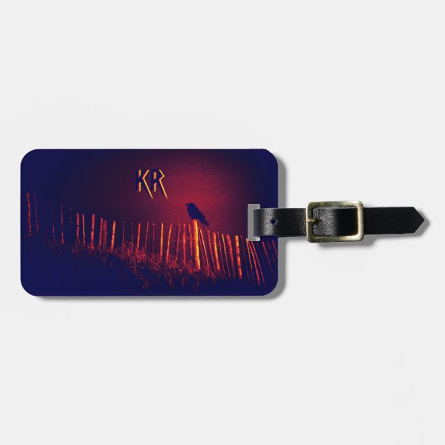 Goth Quoth Raven under Midnight Himlar, Monogram Bagagebricka (Horisontell Framsida)