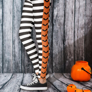 Goth Ränder Orange Fladdermus rand Halloween Leggings
