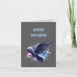 Goth Raven Birthday Card Mörk Aestthetic Tack Kort