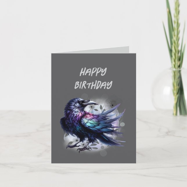 Goth Raven Födelsedagskort Mörk Estetik Tack Kort (Framsida)