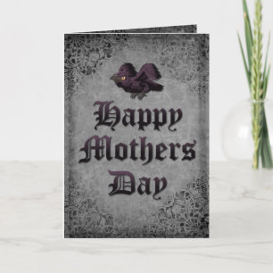 Goth Raven och Bird Skull Mors dag Card Kort