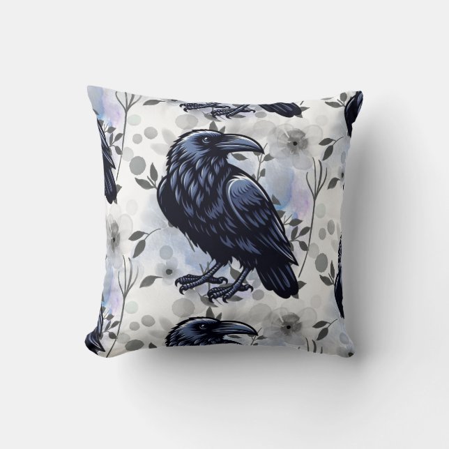Goth Raven Throw Pillow Kudde (Framsida)