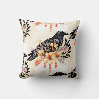 Goth Raven Throw Pillow Kudde