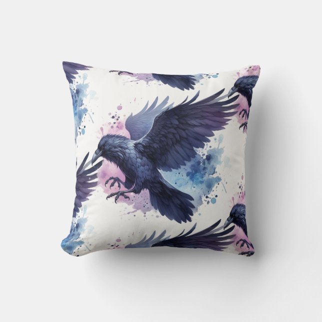Goth Raven Throw Pillow Kudde (Framsida)