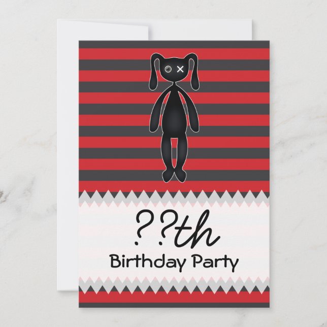 Goth Red and Black Bunny Birthday Inbjudningar (Framsida)