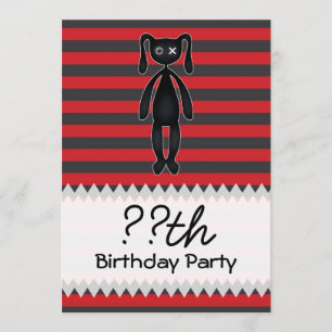 Goth Red and Black Bunny Birthday Inbjudningar