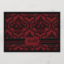 Goth Red Black Damask Wedding Kuvert Inbjudningar