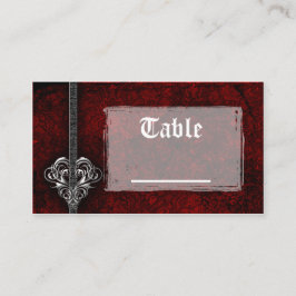 Goth Red Damask Silver Heart Recards Bord Placeringskort