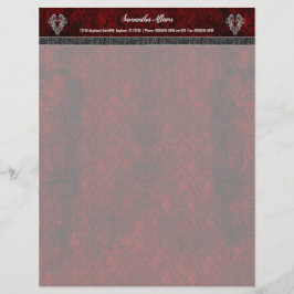 Goth Red Silver Heart Damask Brevhuvud