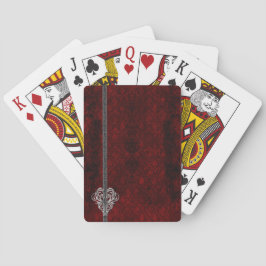 Goth Red Silver Heart Damask Casinokort