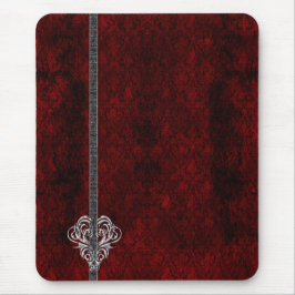 Goth Red Silver Heart Damask Musmatta