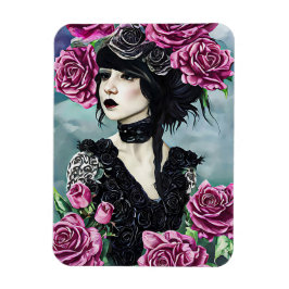 Goth Ro Girl Original Art Digital-målning Magnet