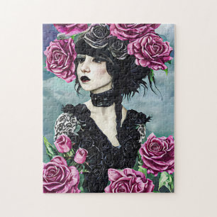 Goth Ro Girl Original Art Digital-målning Pussel