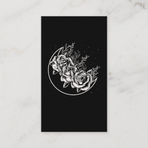 Goth Ro Måne Gothic Wicca Crescent Flowers Visitkort