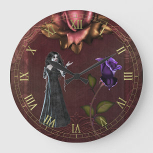 Goth Ro och Vampire Wall Clock Stor Klocka