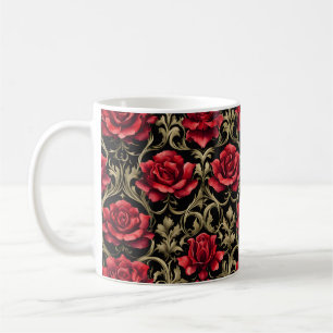 Goth Röd ros på Black #4 Kaffemugg