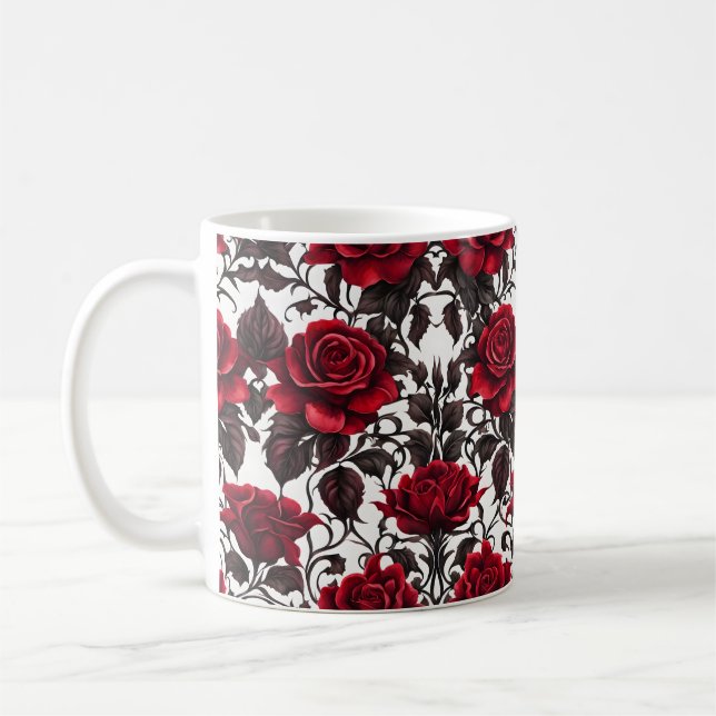 Goth Röd ros på White Background #2 Kaffemugg (Vänster)