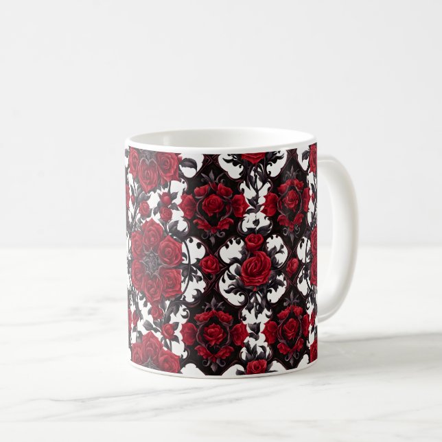 Goth Röd ros på White Background #4 Kaffemugg (Framsida höger)