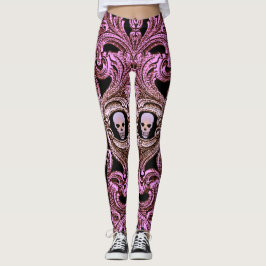 Goth Rosa Ornament med Skull Leggings