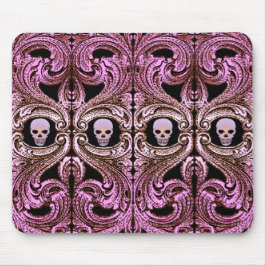 Goth rosa prydnad med dödskalle musmatta