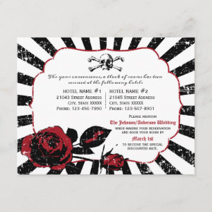 Goth Rose Skull Grunge Pirat Bröllopsdetaljkort Tilläggskort