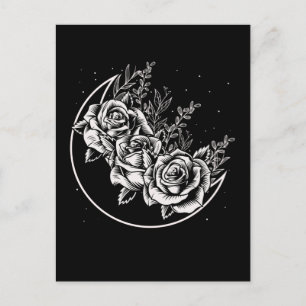 Goth Rosen Måne Gotisk Wicca Halvmåne Blommor Vykort