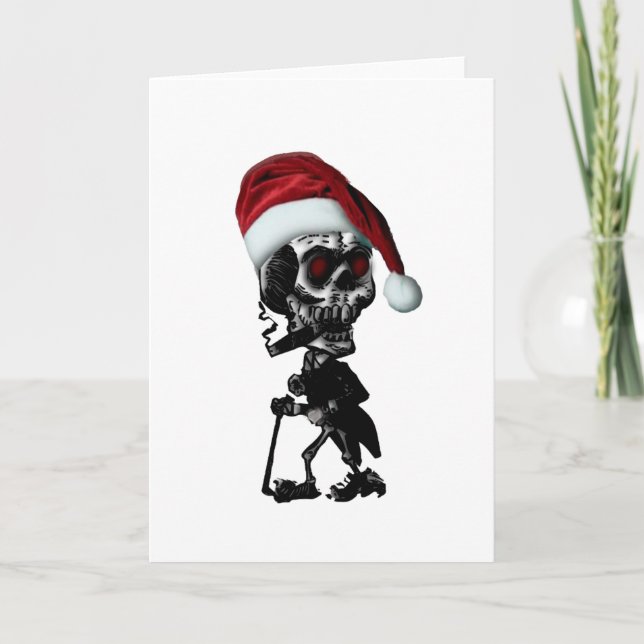 Goth Santa Skeleton jul Helgkort (Framsida)