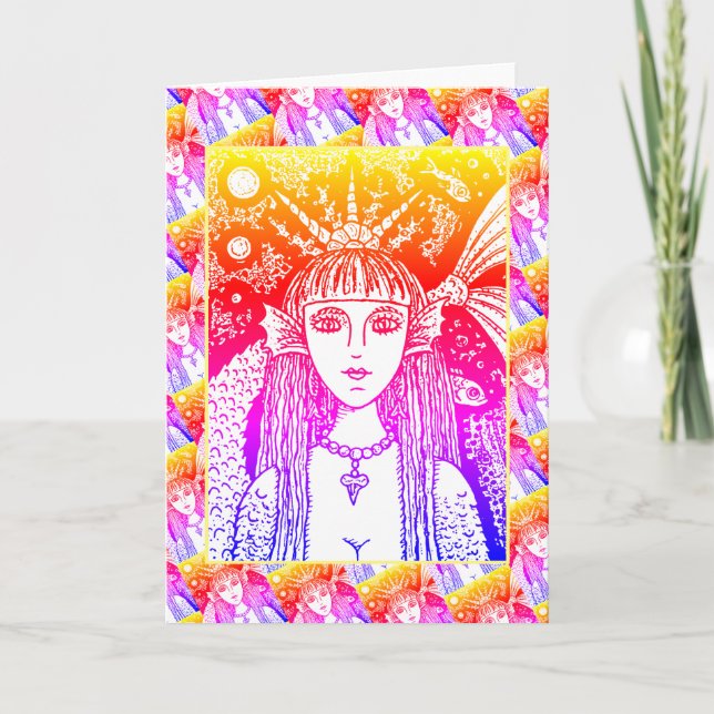 GOTH SJÖJUNGFRU, BLACK SEA SIREN FANTASY STOLLIG B KORT (Framsida)