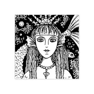 GOTH SJÖJUNGFRU, BLACK SEA SIREN FANTASY STOLLIG,  STÄMPEL
