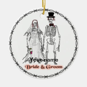 Goth Skeleton Bröllop prydnadsföremål Julgransprydnad Keramik