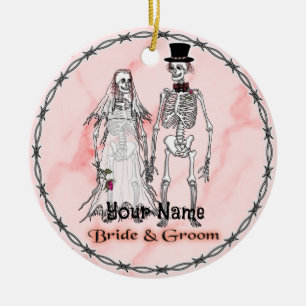 Goth Skeleton Bröllop prydnadsföremål Julgransprydnad Keramik