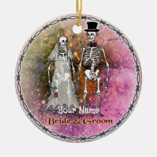 Goth Skeleton Bröllop prydnadsföremål Julgransprydnad Keramik