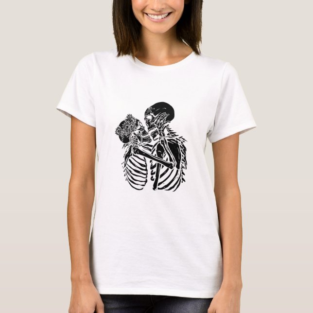 Goth skelett älskare valentines t shirt (Framsida)