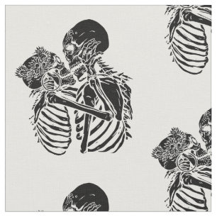 Goth skelett älskare valentines tyg