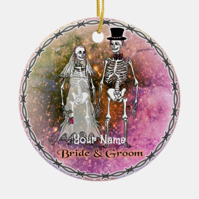 Goth Skelett Bröllapsornament Julgransprydnad Keramik (Framsidan)