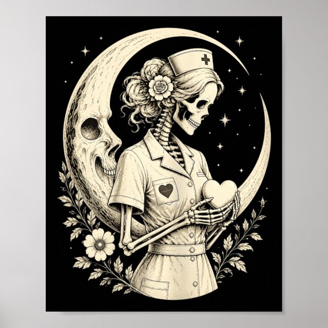 Goth-skelett-sjuksköterska Poster (Framsidan)