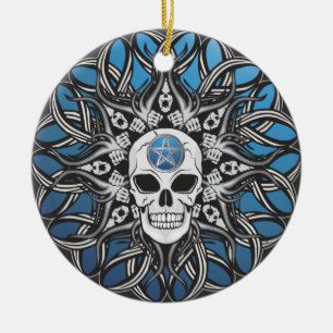Goth Skull - Blue Julgransprydnad Keramik