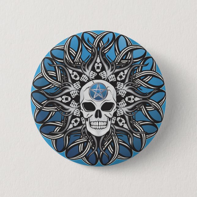 Goth Skull - Blue Knapp (Framsida)